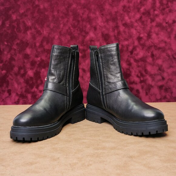Blondo Women Garnet Waterproof Black Leather Moto Biker Ankle Boots size 10 - Picture 2 of 7